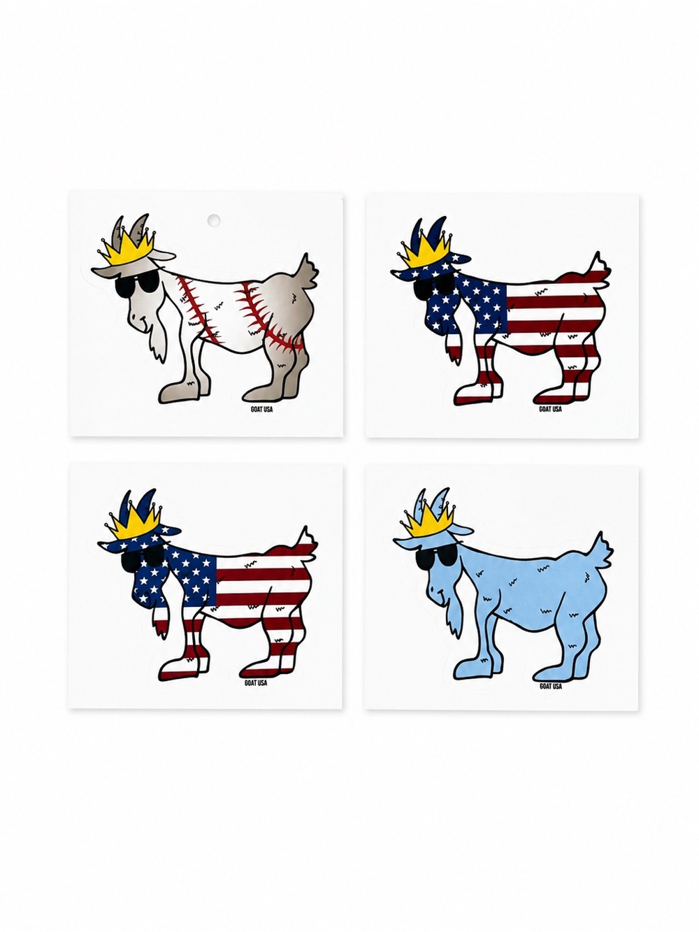 GOAT USA Kids Graphic Sticker Pack - Red, Blue, White, Gray